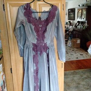 Unique Vintage Gray and Purple Wedding Dress
